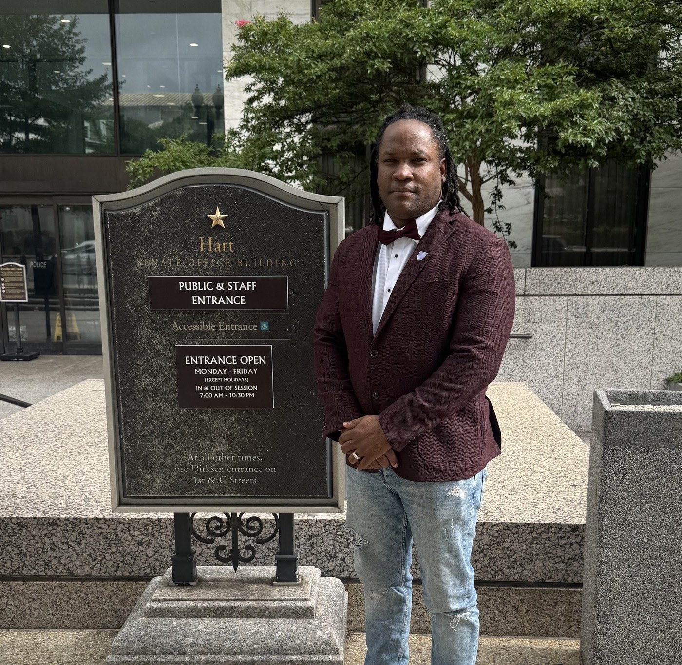 Marlon Williams at a historical marker